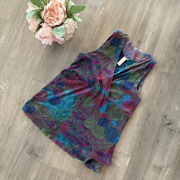 Anthropologie Daisy & Clover Boho Colorful V Neck Blouse - Picture 1 of 5